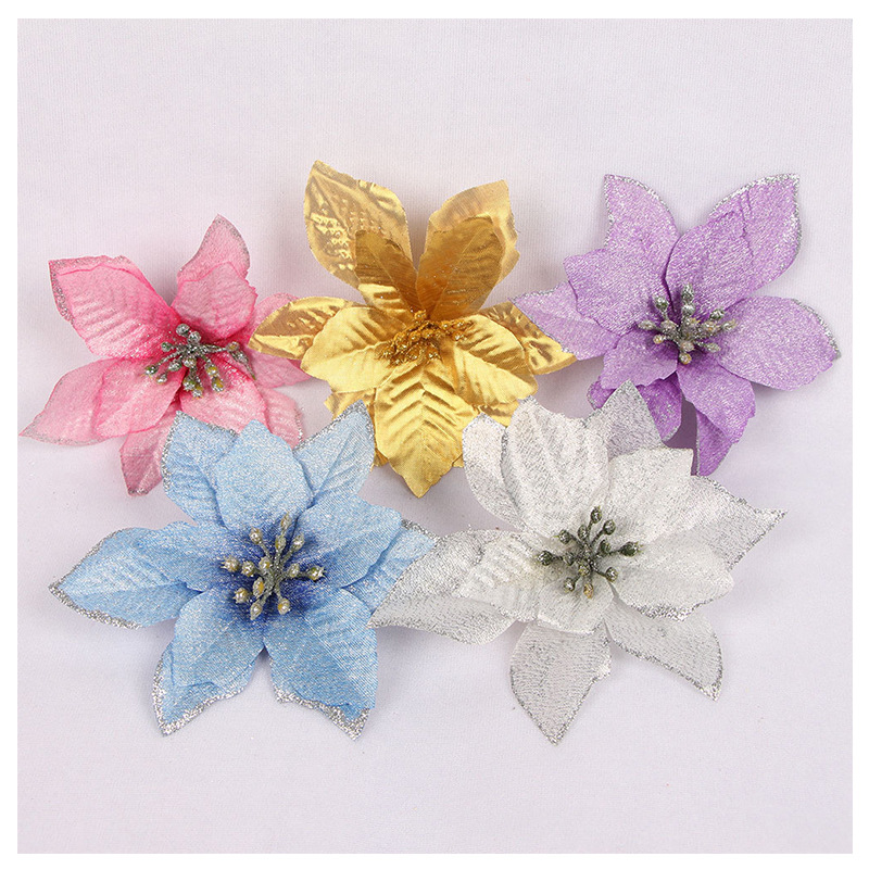 Accessories Christmas Tree Flower Christmas Decorations Gold Powder Christmas Flower Christmas Tree Wreath Accessories