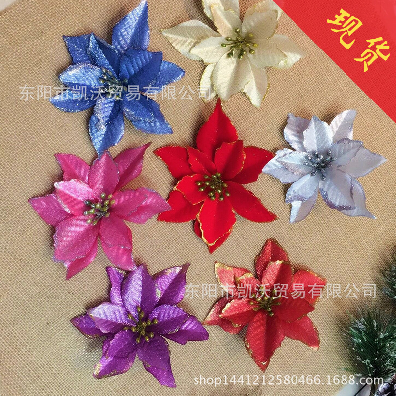 Christmas Decoration Garland Decoration 13cm High-End Phnom Penh Red Christmas Flower Factory Direct Sales Wholesale