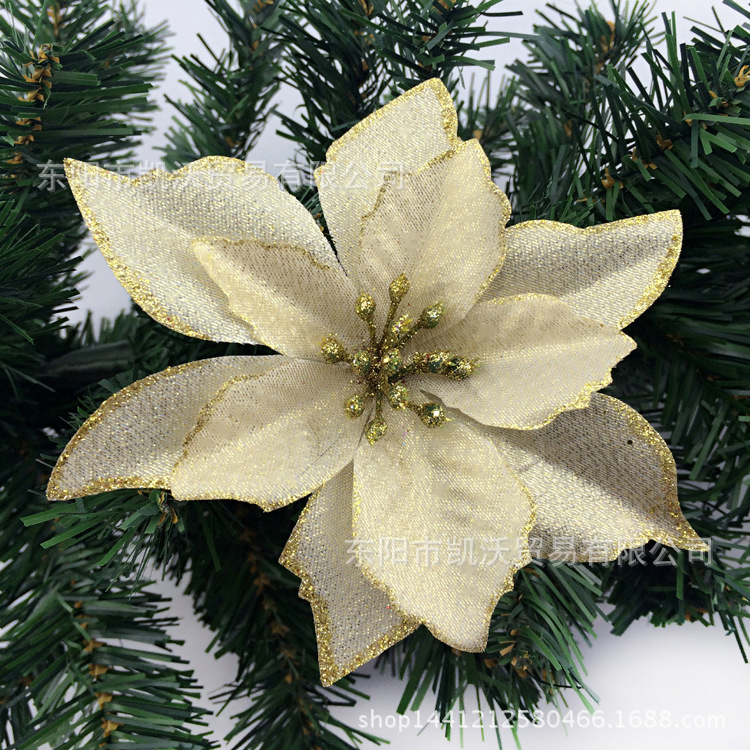 Christmas Decoration Garland Decoration 13cm High-End Phnom Penh Red Christmas Flower Factory Direct Sales Wholesale
