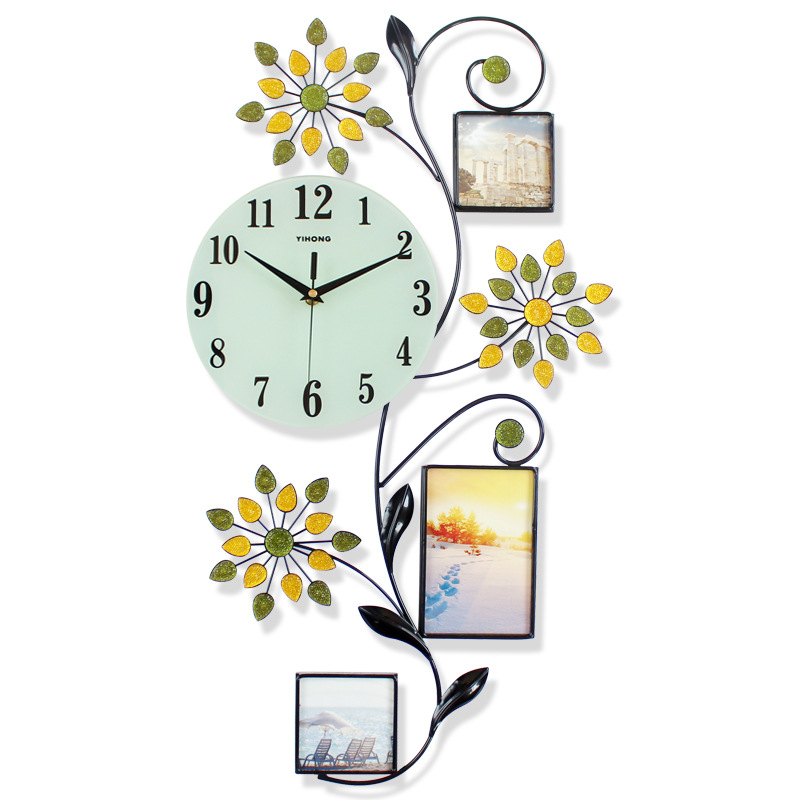 Yihong Wall Clock Creative Photo Frame Iron Clock Living Room Modern Decoration Noiseless Clock Wall Clocks Foreign Trade Wholesale