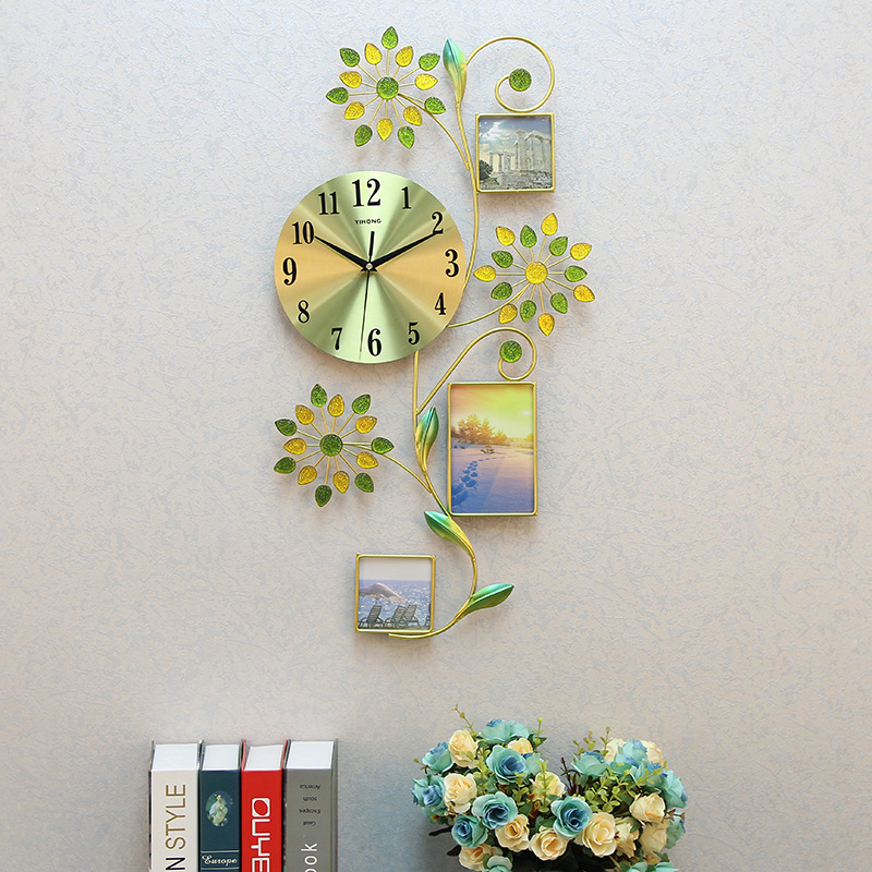 Yihong Wall Clock Creative Photo Frame Iron Clock Living Room Modern Decoration Noiseless Clock Wall Clocks Foreign Trade Wholesale