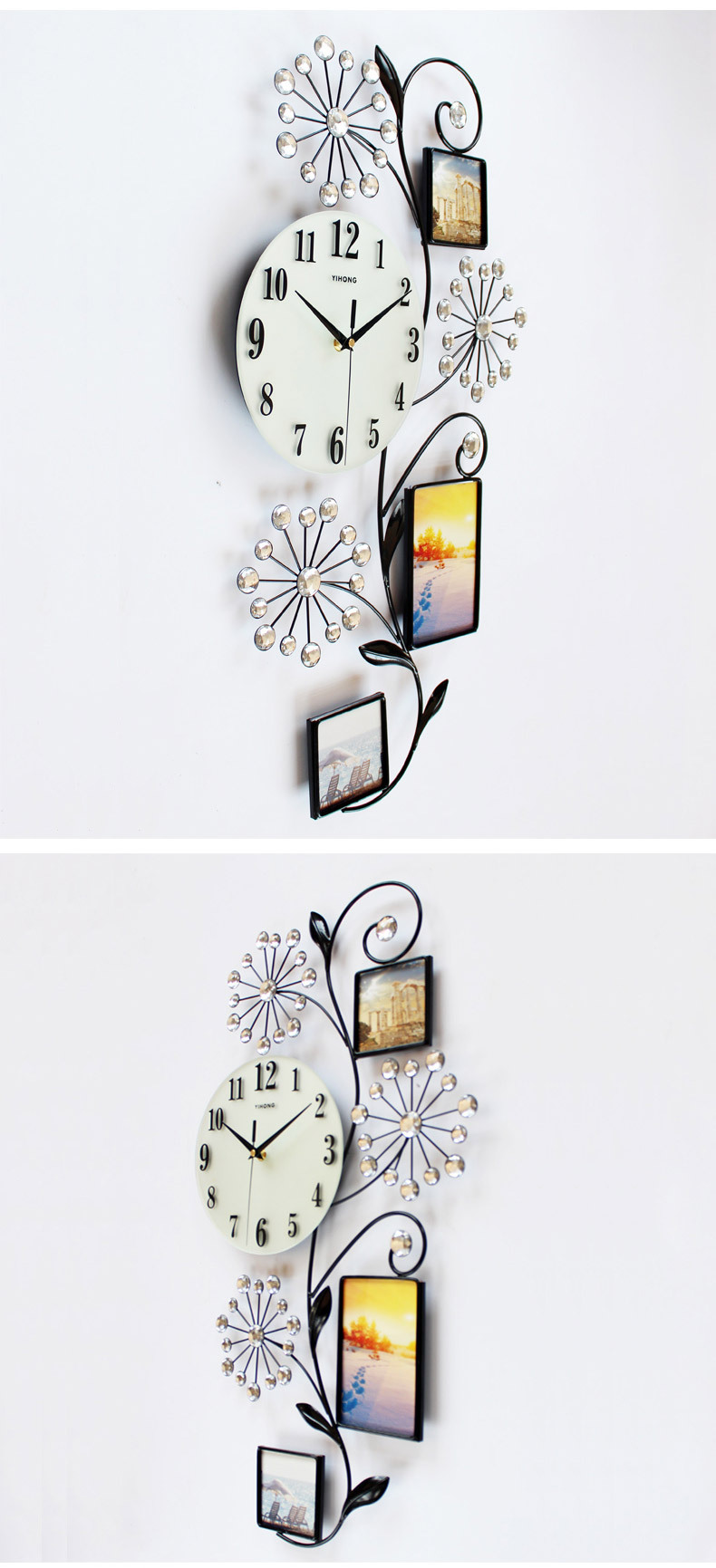 Yihong Wall Clock Creative Photo Frame Iron Clock Living Room Modern Decoration Noiseless Clock Wall Clocks Foreign Trade Wholesale Yihong Wall Clock Creative Photo Frame Iron Clock Living Room Modern Decoration Noiseless Clock Wall Clocks Foreign Trade Wholesale
