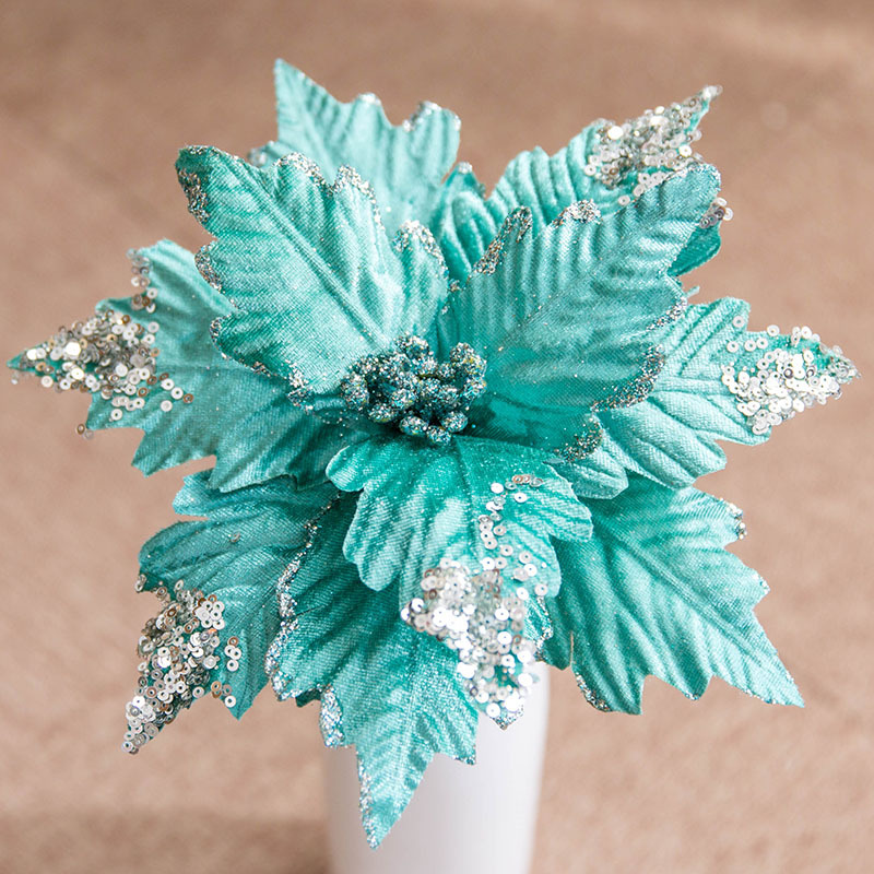 Sequinned Flannelette handmade Christmas flower gold silver Grey Powder white Imitation Christmas Tree Decorated Flowers
