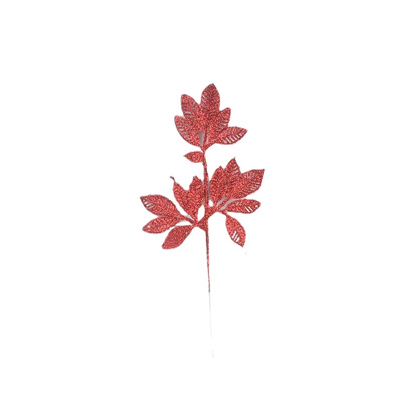 Plastic Flowers Artificial Flower Gold Powder Leaf Magic Color Series Christmas Flower Holiday Party Living Room Decoration Flower Branch Decorative Leaves
