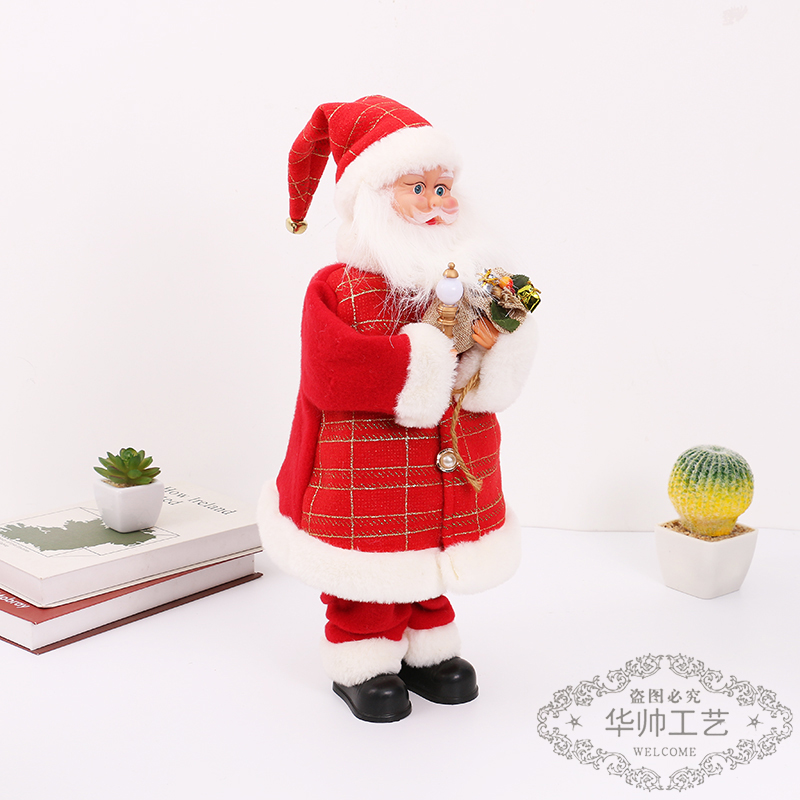 Christmas Decoration Supplies Santa Claus Cross-Border New Red Matching Clothes Cute Doll Electric Old Man Toy Gift
