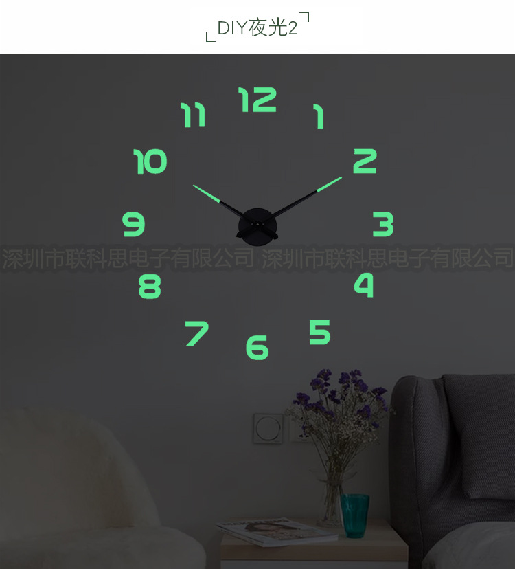 Modern Minimalist Extra Large Size Creative DIY Luminous Wall Clock Acrylic Wall Clocks 3D Punch-Free Living Room Decorative Clock