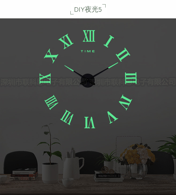 Modern Minimalist Extra Large Size Creative DIY Luminous Wall Clock Acrylic Wall Clocks 3D Punch-Free Living Room Decorative Clock