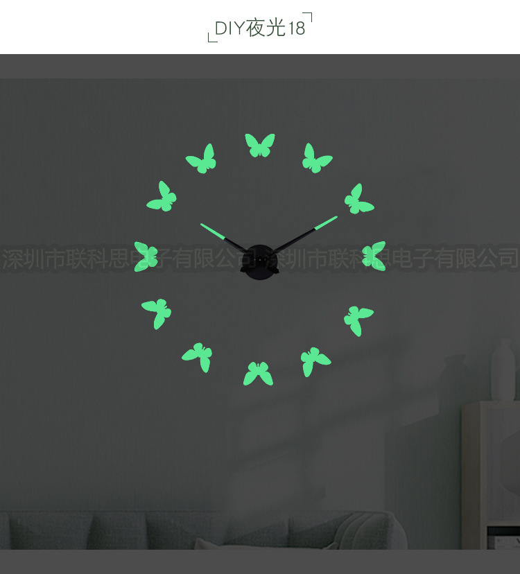 Modern Minimalist Extra Large Size Creative DIY Luminous Wall Clock Acrylic Wall Clocks 3D Punch-Free Living Room Decorative Clock