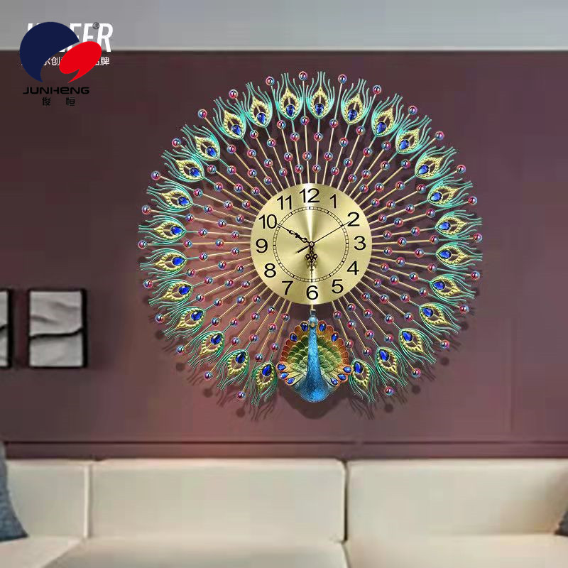 Clock Peacock Wall Clock Pocket Watch Living Room Creative Home Mute Personality Simple European Atmospheric Fashion Quartz Wall Clocks