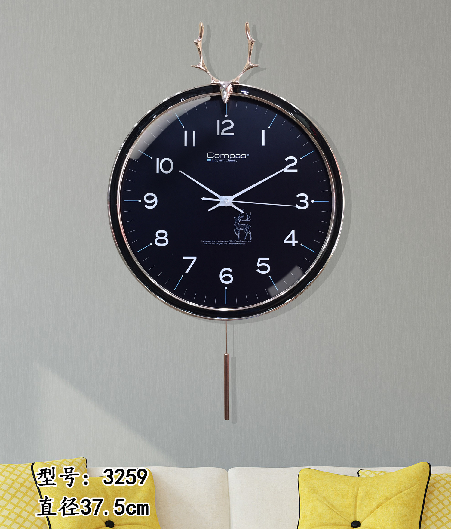 Nordic Simple Deer Head Wall Clock Living Room Home Creative Clocks Modern Fashion Mute Quartz Clock Personalized Wall Watch