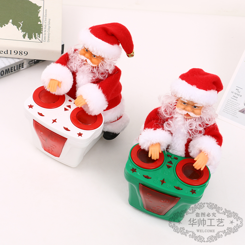 Christmas Decoration Creative Dish Santa Claus Toy Music Electric Lamplight for Boys and Girls Gift