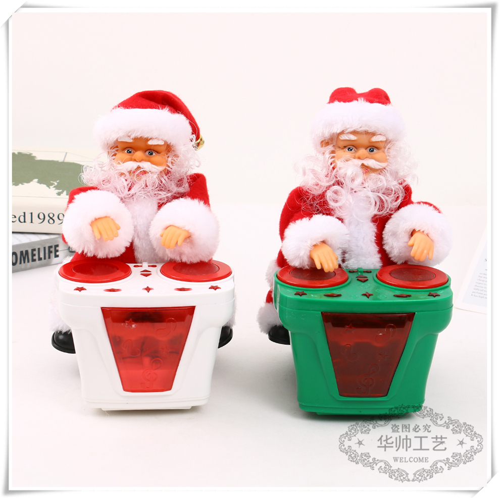 Christmas Decoration Creative Dish Santa Claus Toy Music Electric Lamplight for Boys and Girls Gift