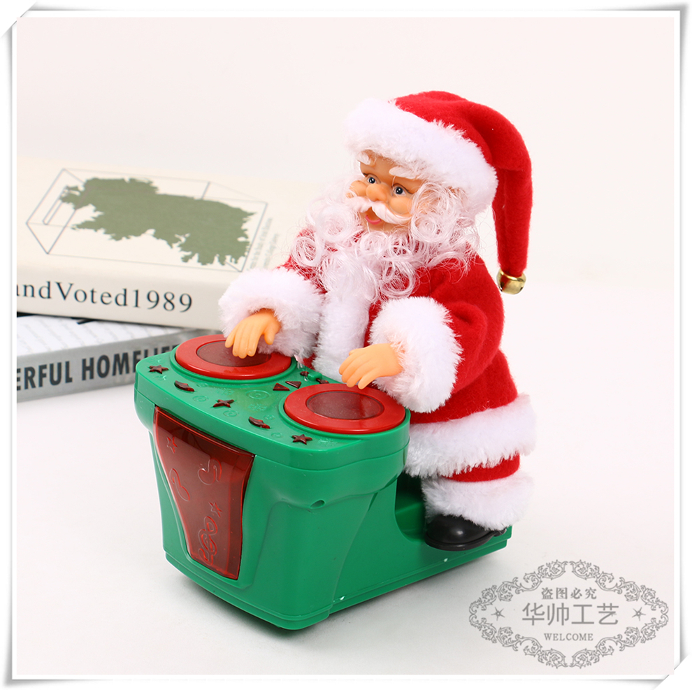Christmas Decoration Creative Dish Santa Claus Toy Music Electric Lamplight for Boys and Girls Gift