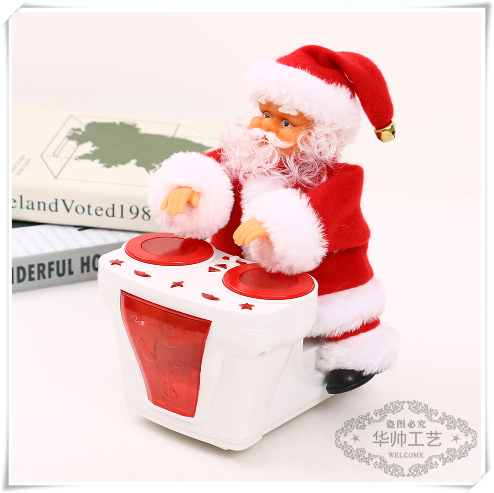 Christmas Decoration Creative Dish Santa Claus Toy Music Electric Lamplight for Boys and Girls Gift