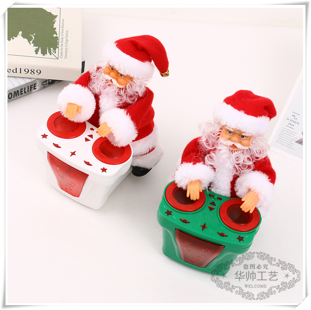 Christmas Decoration Creative Dish Santa Claus Toy Music Electric Lamplight for Boys and Girls Gift