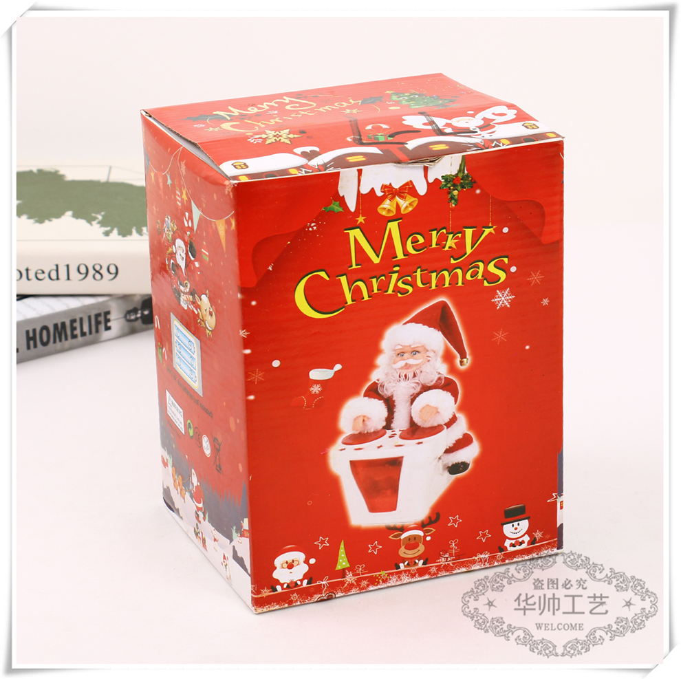 Christmas Decoration Creative Dish Santa Claus Toy Music Electric Lamplight for Boys and Girls Gift