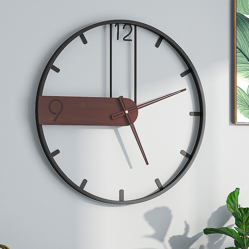 Cross-Border Supply] Wholesale Amazon Wall Clock Iron Art Hot Sale Living Room Clock Simple Retro Nordic Creative Wall Clocks