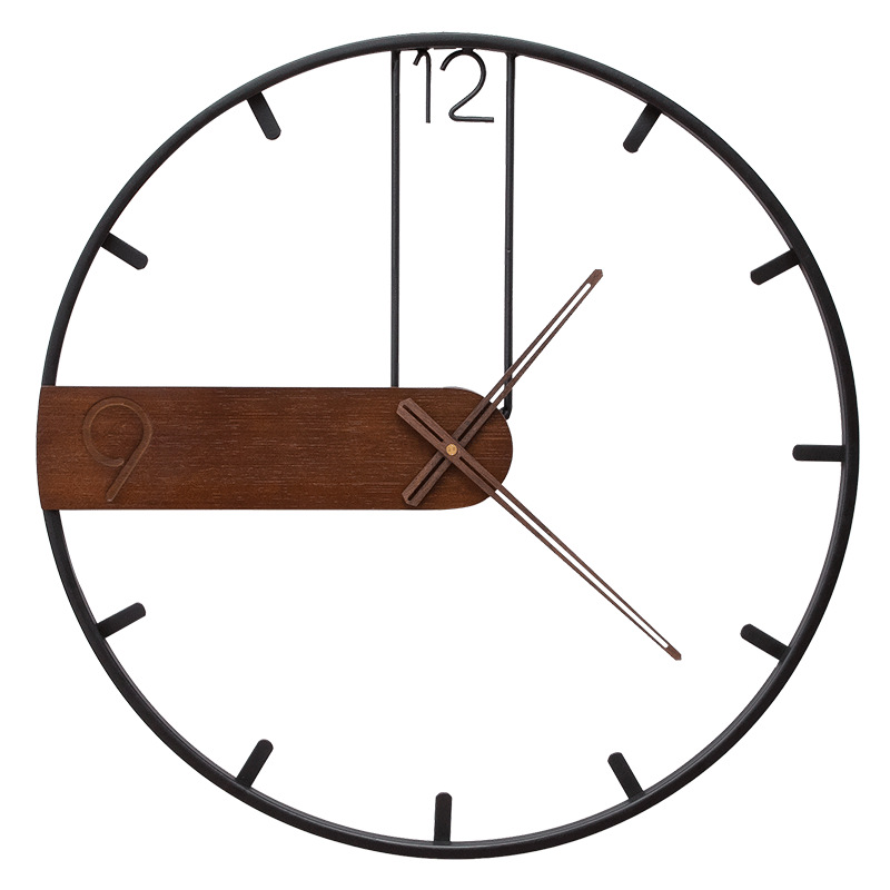 Cross-Border Supply] Wholesale Amazon Wall Clock Iron Art Hot Sale Living Room Clock Simple Retro Nordic Creative Wall Clocks