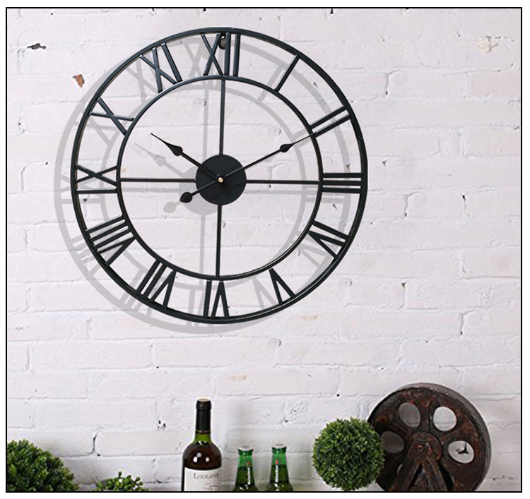 Amazon Hot Sale Alarm Clock Living Room European Simple Clock Retro Clock Decoration Wall Clocks Cross-Border round Wall Clock