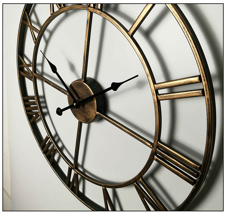 Amazon Hot Sale Alarm Clock Living Room European Simple Clock Retro Clock Decoration Wall Clocks Cross-Border round Wall Clock