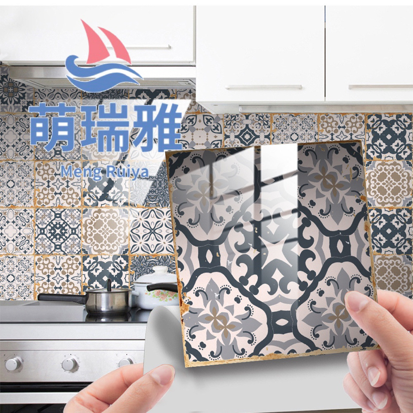 Tile Sticker Retro Datura Flowers Home Decoration Self-Adhesive Waterproof DIY Wall Stickers 24 Pieces