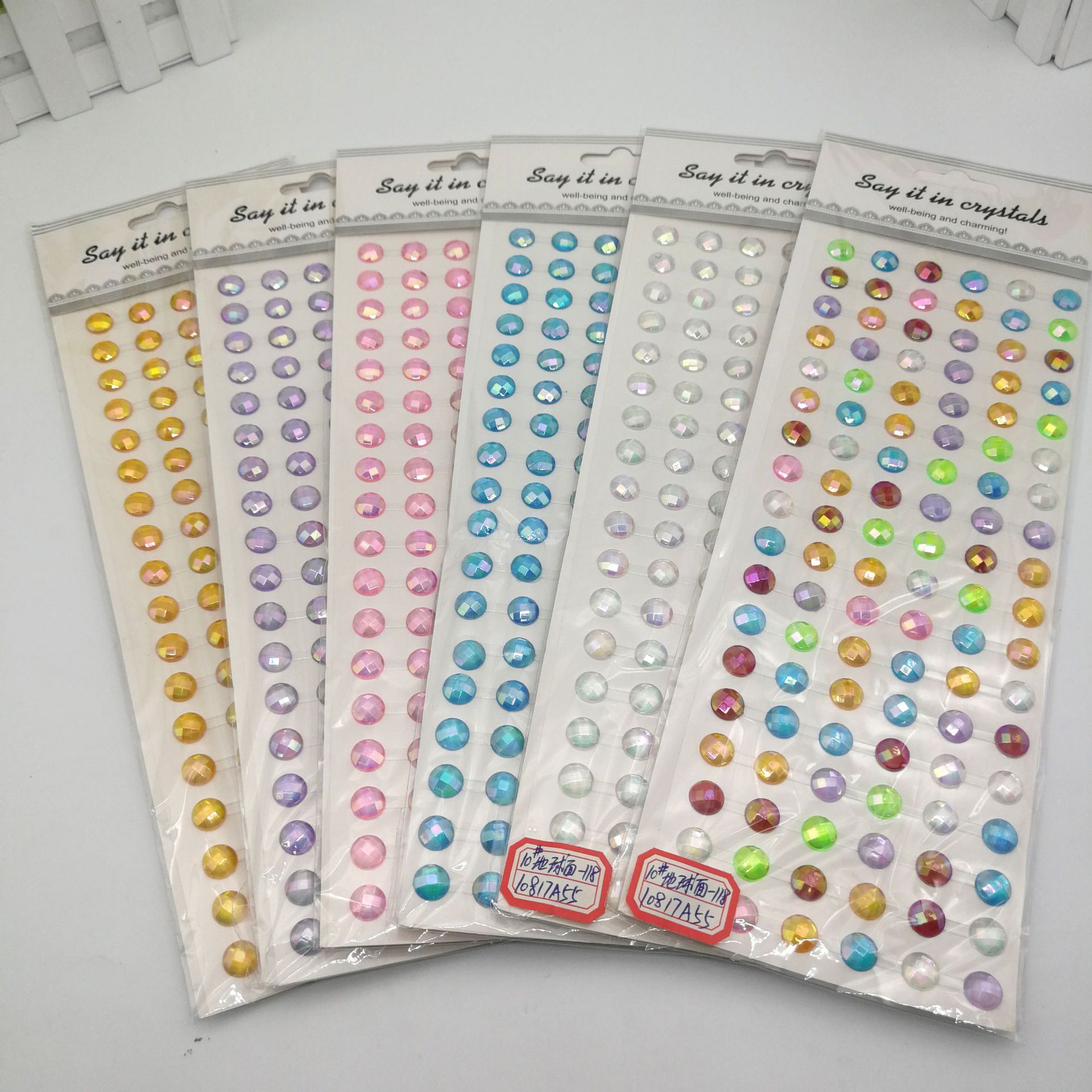 10mm Colorful Earth Surface Gem Stickers AB Color Diamond Stickers DIY Car Decoration Sticker 108 Pieces 72 Pieces 63 Pieces