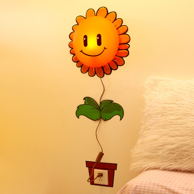 Manufacturer wholesales heat resistant decoration wall sticker sunflower 3D wallpaper wall lamp bedroom bedside lamp