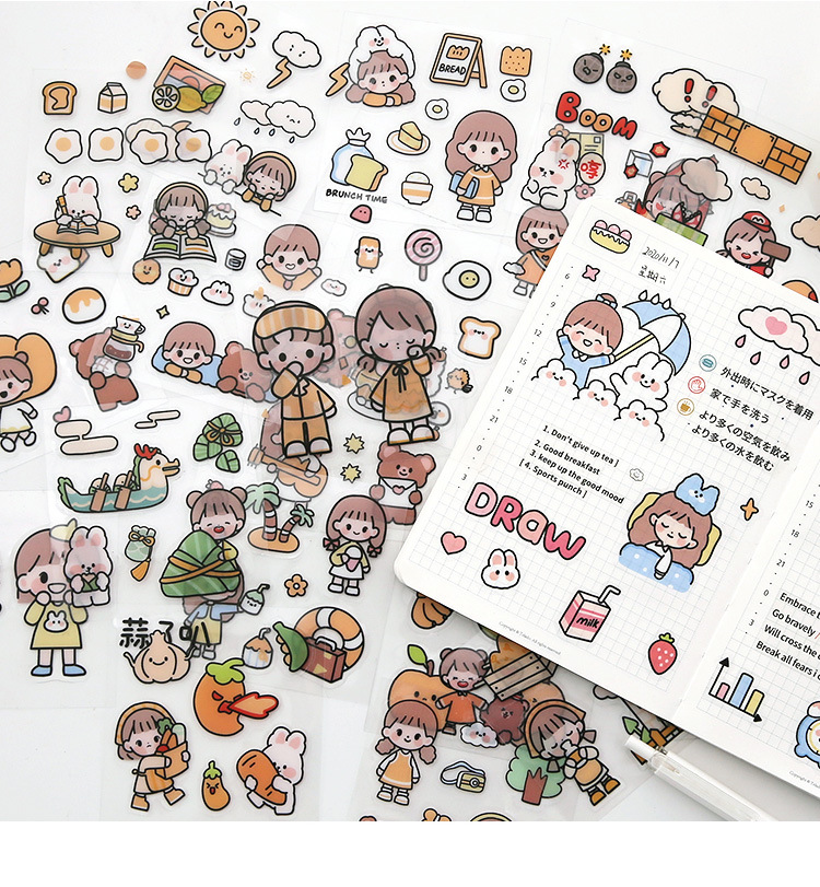 Tirado Cream Rabbit Diary Pet Waterproof Stickers Notebook Gift Box Girl Hand Account Decoration sticker