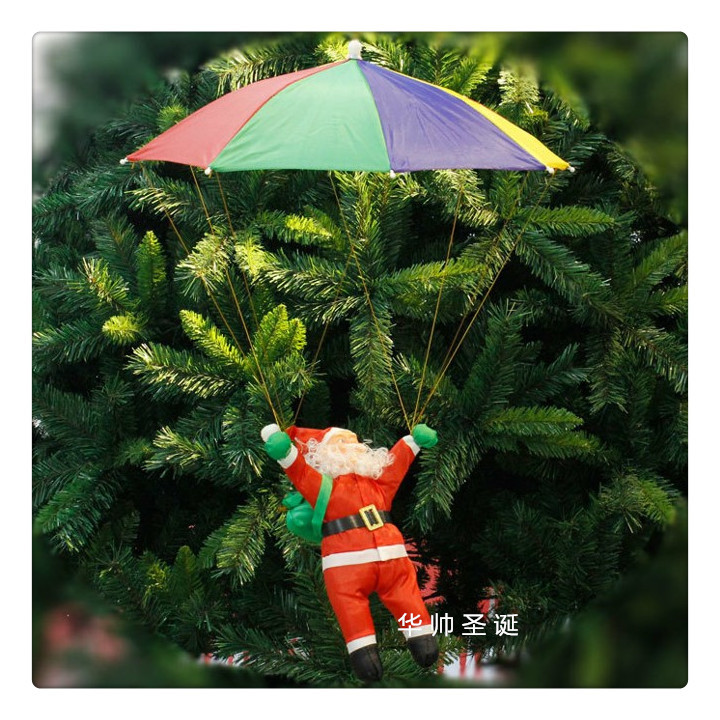 Christmas Scene Decoration Parachute Christmas Pendant Holiday Mall Scene Dress up Santa Claus Parachute