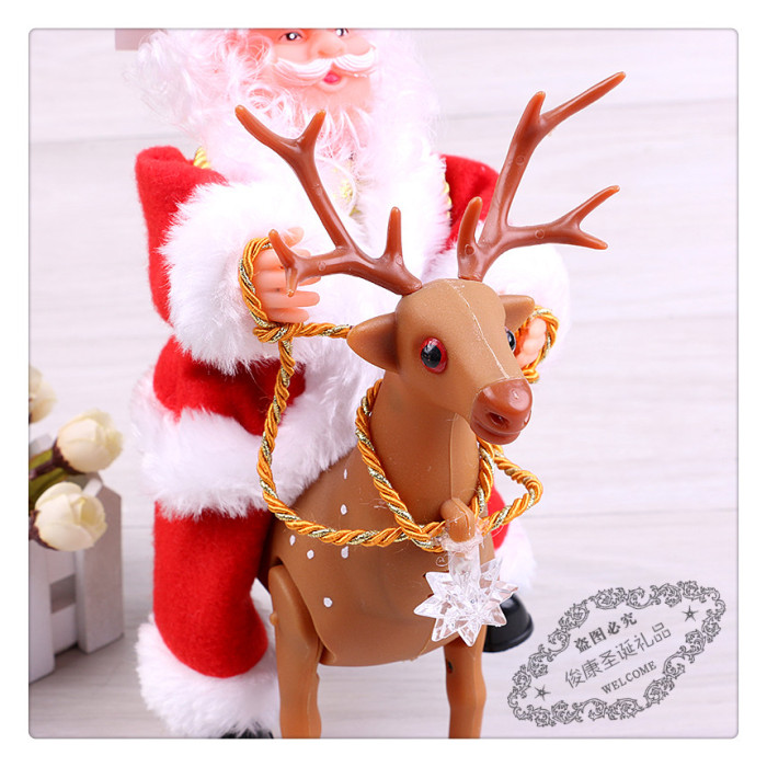 Riding deer Santa Claus music pendulum electric toy Christmas children's gift decorating arrangement Riding deer Santa Claus music pendulum electric toy Christmas children's gift decorating arrangement