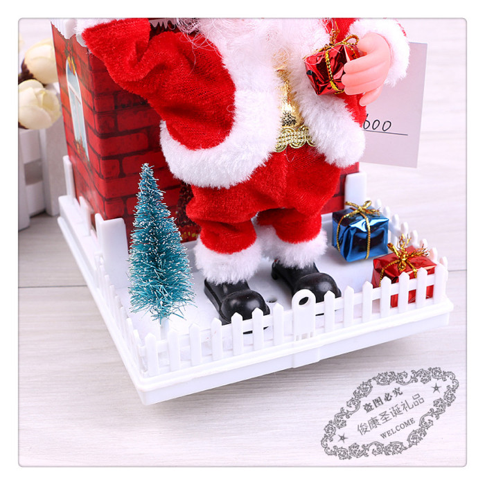 Christmas snow house electric music Santa Claus scene decorating the decorative tabletop presents