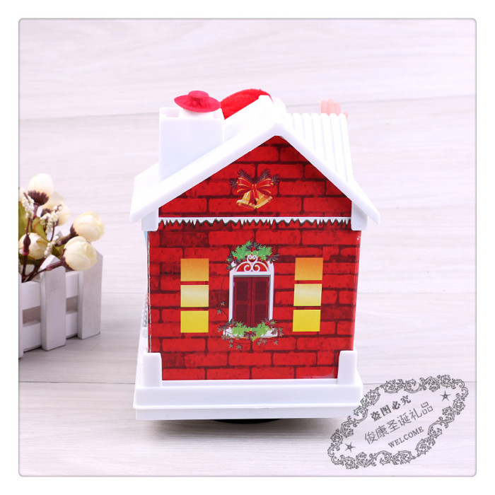 Christmas snow house electric music Santa Claus scene decorating the decorative tabletop presents