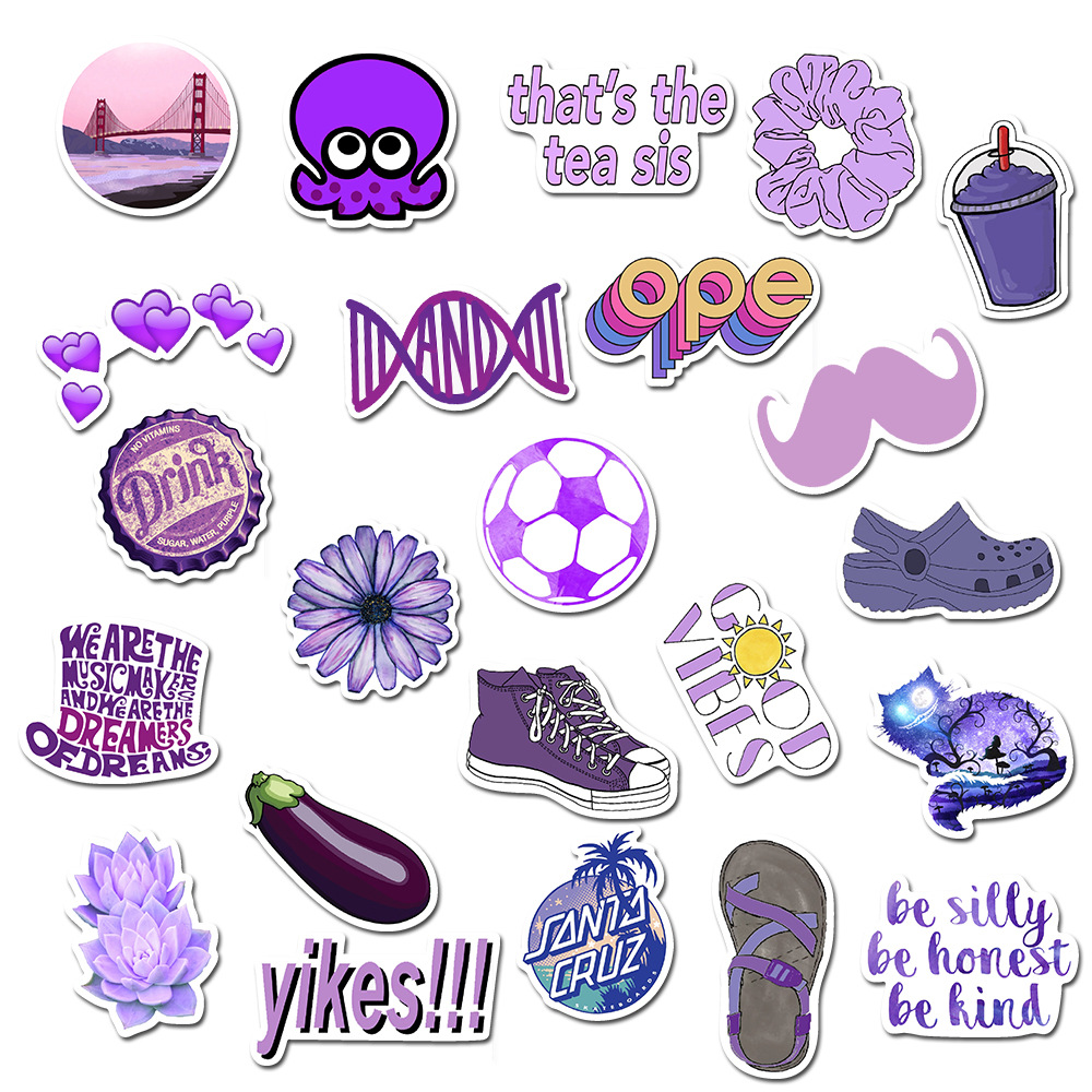 50 Pieces in Purple Fresh Cartoon Graffiti Stickers Luggage Water Cup Skateboard Refrigerator Decoration sticker 50 Pieces in Purple Fresh Cartoon Graffiti Stickers Luggage Water Cup Skateboard Refrigerator Decoration sticker