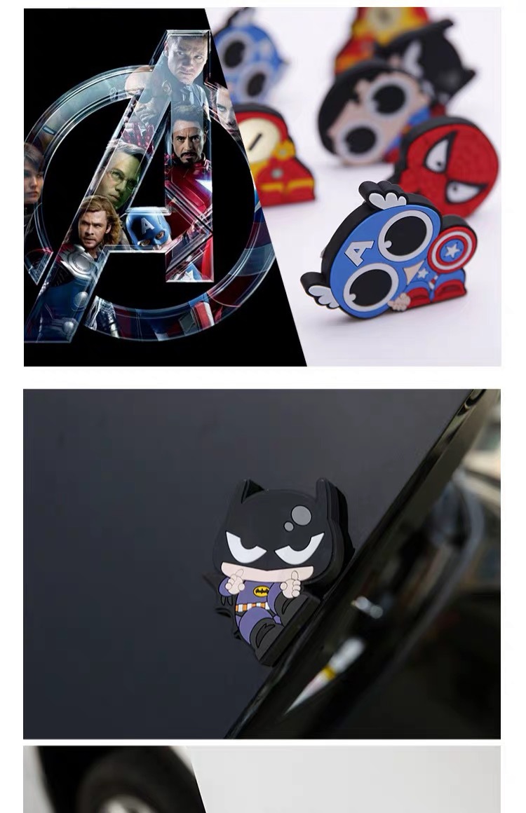 Bumper Strip Rearview Mirror Protective Sticker Car Cartoon Hero AntiScratch Scratch PVC Car Door Decoration Stickers