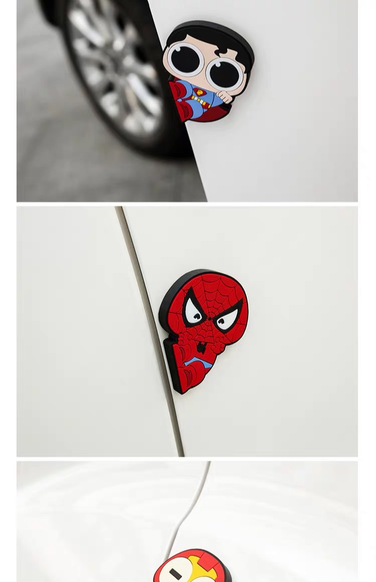 Bumper Strip Rearview Mirror Protective Sticker Car Cartoon Hero AntiScratch Scratch PVC Car Door Decoration Stickers