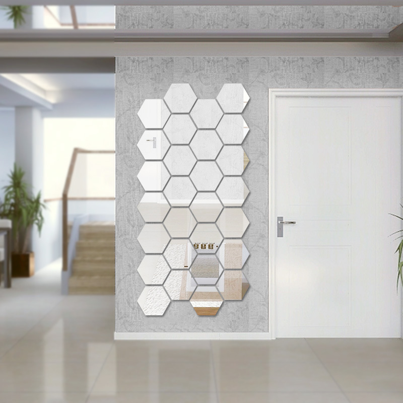 Factory Acrylic Mirror Stereo Wall Sticker Living Room Entrance Aisle Stairs Special Decoration Mirror Sticker Hexagonal Corner