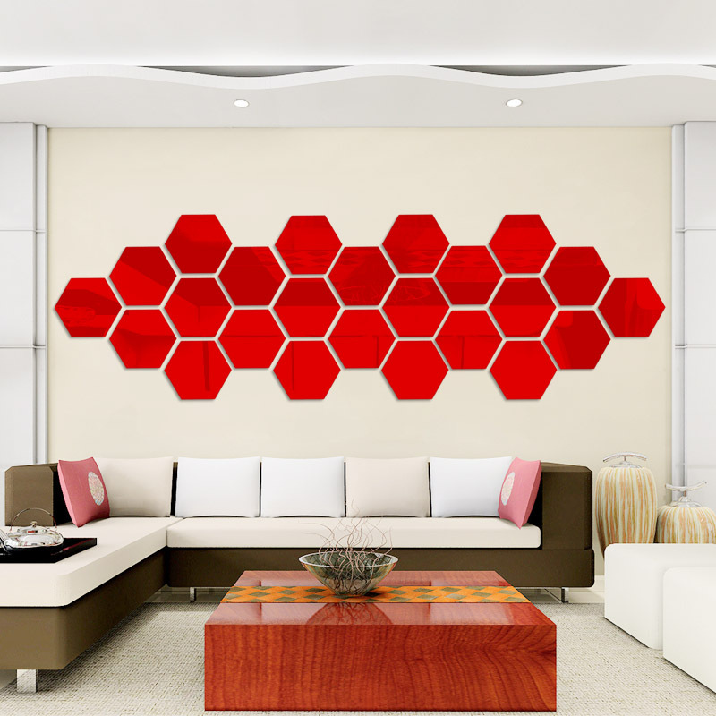 Factory Acrylic Mirror Stereo Wall Sticker Living Room Entrance Aisle Stairs Special Decoration Mirror Sticker Hexagonal Corner