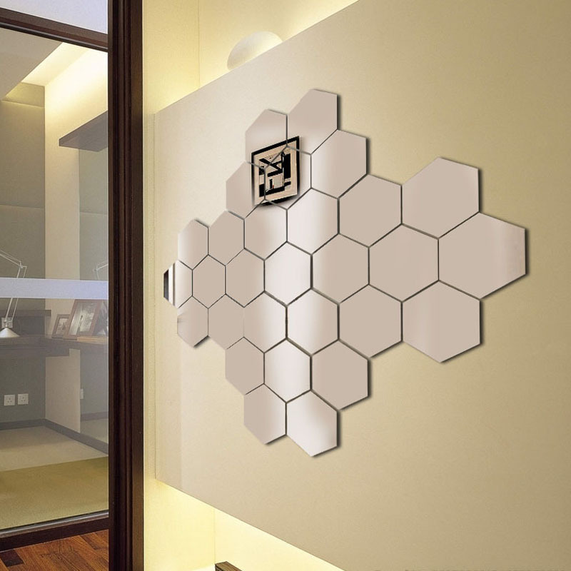 Factory Acrylic Mirror Stereo Wall Sticker Living Room Entrance Aisle Stairs Special Decoration Mirror Sticker Hexagonal Corner