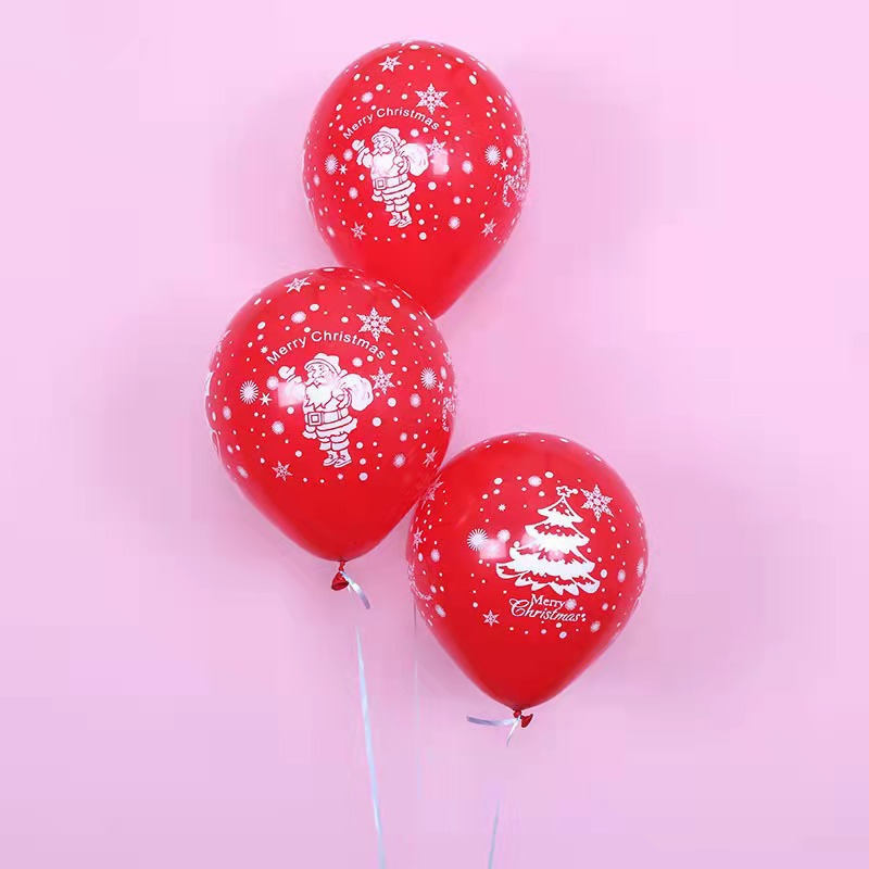 Christmas Balloon Decoration 10-Inch Rubber Balloons Dark Green Red Christmas Tree Holiday Balloon Push Small Gift