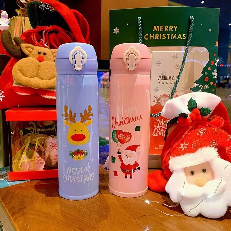 Christmas Gift Christmas Cup 304 Stainless Steel Thermos Cup Girls and Boys Couple&#039;s Portable Cartoon Customized Gift Cup
