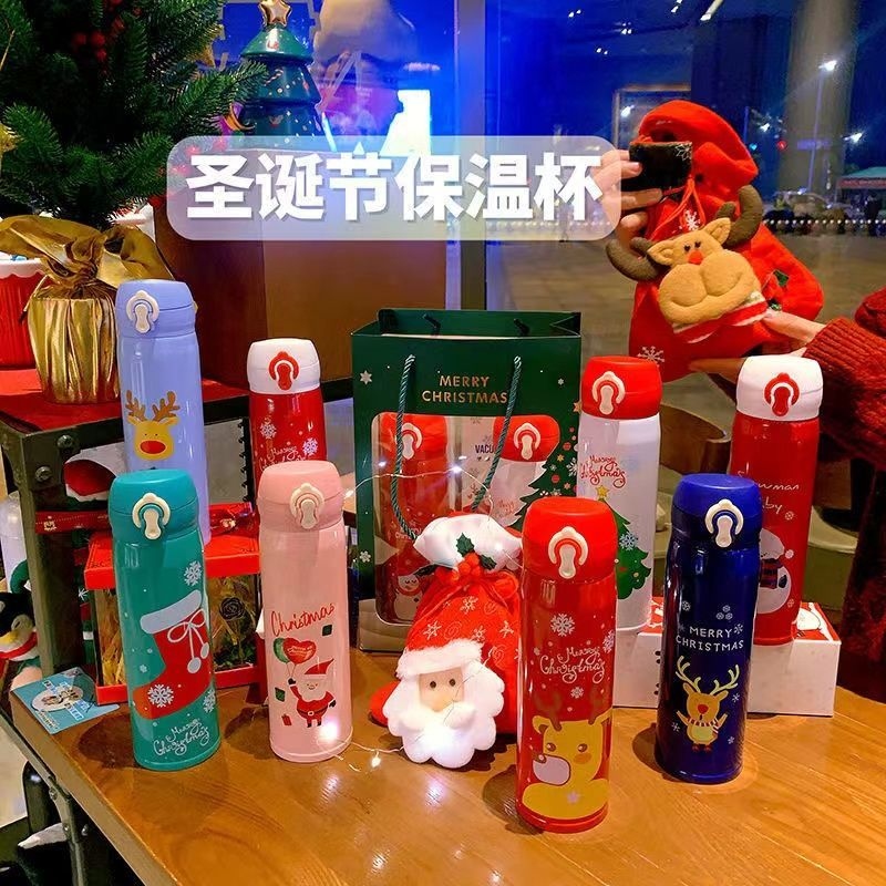 Christmas Gift Christmas Cup 304 Stainless Steel Thermos Cup Girls and Boys Couple&#039;s Portable Cartoon Customized Gift Cup