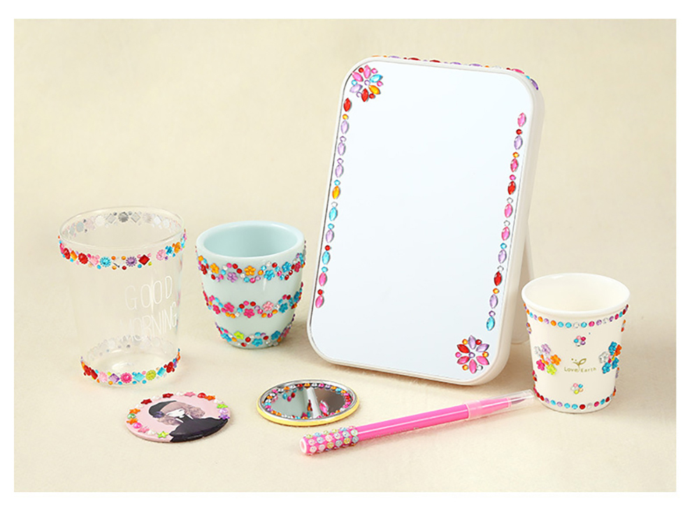 Children's DIY Handmade Diamond Painting Sticker Acrylic Rhinestone Car Mobile Phone Decoration Performance Makeup Stick-on Crystals