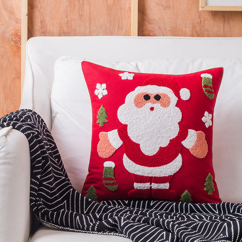 Hot Selling Christmas Gift Towel Embroidery Pillow Pillow with Insert Cushion Factory Direct Sales Wholesale Customization