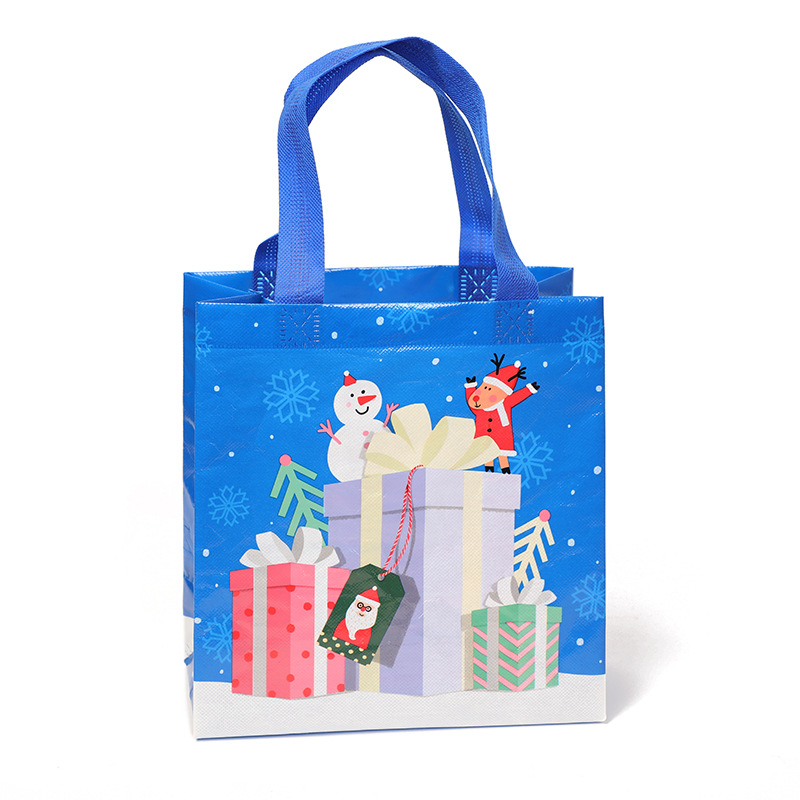 Foreign Trade Wholesale Non-Woven Small Christmas Style Printing Gift Packaging Bag Non-Woven Color Printing Three-Dimensional Handbag New
