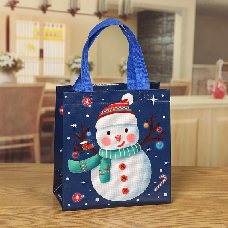Foreign Trade Wholesale Non-Woven Small Christmas Style Printing Gift Packaging Bag Non-Woven Color Printing Three-Dimensional Handbag New