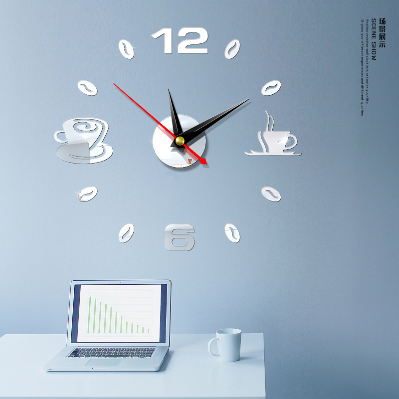 Fashion Wall Clock Acrylic Mirror Wall Sticker Home Diy3d ThreeDimensional Decoration Square Digital Clock Jcy69