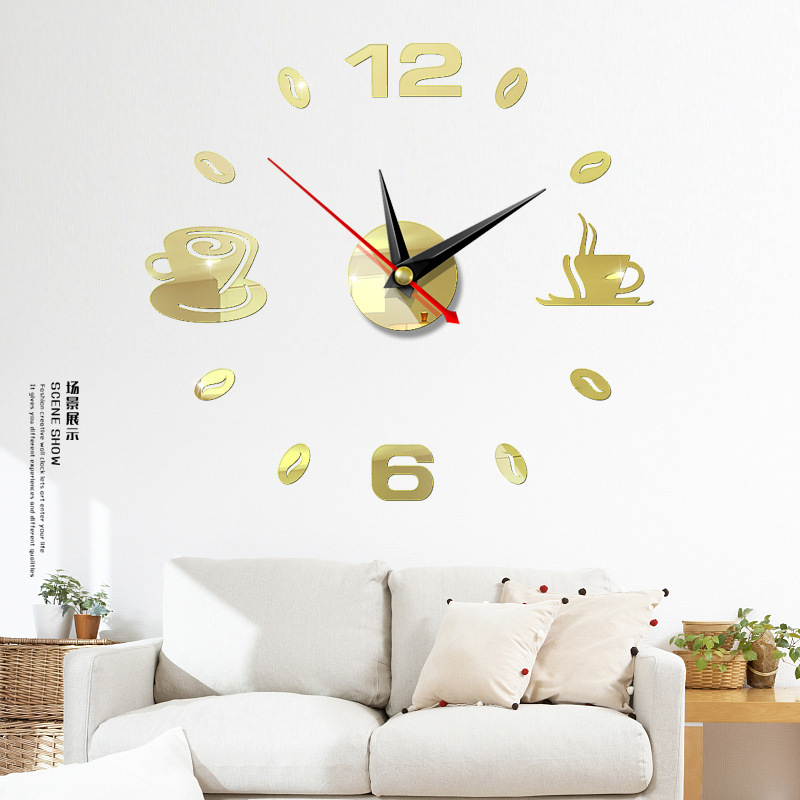 Fashion Wall Clock Acrylic Mirror Wall Sticker Home Diy3d ThreeDimensional Decoration Square Digital Clock Jcy69