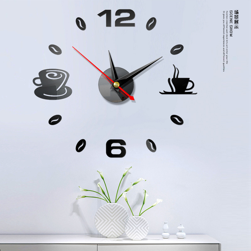 Fashion Wall Clock Acrylic Mirror Wall Sticker Home Diy3d ThreeDimensional Decoration Square Digital Clock Jcy69