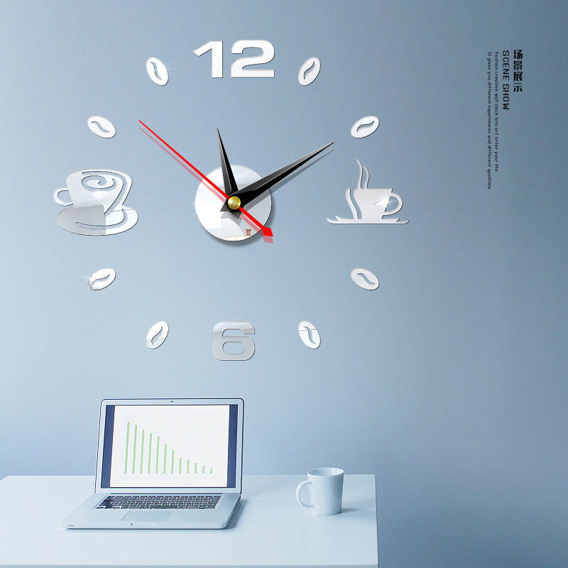 Fashion Wall Clock Acrylic Mirror Wall Sticker Home Diy3d ThreeDimensional Decoration Square Digital Clock Jcy69