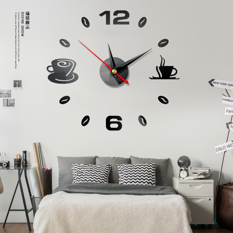 Fashion Wall Clock Acrylic Mirror Wall Sticker Home Diy3d ThreeDimensional Decoration Square Digital Clock Jcy69